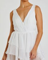White High Low Gown with Built In Bodysuit
